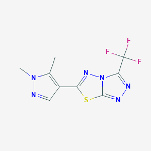 molecular formula C9H7F3N6S B11048948 6-(1,5-dimethyl-1H-pyrazol-4-yl)-3-(trifluoromethyl)[1,2,4]triazolo[3,4-b][1,3,4]thiadiazole 