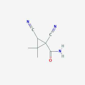 molecular formula C8H9N3O B11048959 1,3-Dicyano-2,2-dimethylcyclopropanecarboxamide 