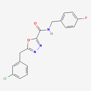 molecular formula C17H13ClFN3O2 B11048970 5-(3-chlorobenzyl)-N-(4-fluorobenzyl)-1,3,4-oxadiazole-2-carboxamide 