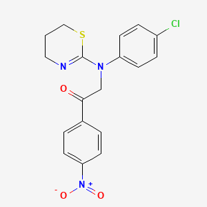 molecular formula C18H16ClN3O3S B11049008 2-[(4-chlorophenyl)(5,6-dihydro-4H-1,3-thiazin-2-yl)amino]-1-(4-nitrophenyl)ethanone 