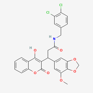 N-(3,4-dichlorobenzyl)-3-(4-hydroxy-2-oxo-2H-chromen-3-yl)-3-(7-methoxy-1,3-benzodioxol-5-yl)propanamide