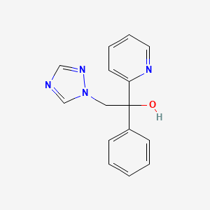 molecular formula C15H14N4O B11049055 1-phenyl-1-(pyridin-2-yl)-2-(1H-1,2,4-triazol-1-yl)ethanol 