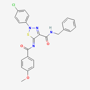 (5Z)-N-benzyl-2-(4-chlorophenyl)-5-{[(4-methoxyphenyl)carbonyl]imino}-2,5-dihydro-1,2,3-thiadiazole-4-carboxamide