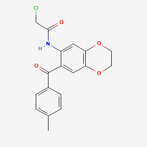 molecular formula C18H16ClNO4 B11049084 2-chloro-N-{7-[(4-methylphenyl)carbonyl]-2,3-dihydro-1,4-benzodioxin-6-yl}acetamide 