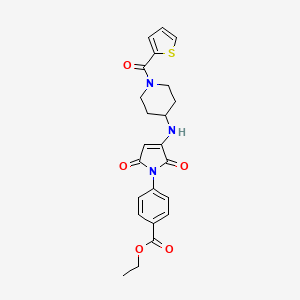 molecular formula C23H23N3O5S B11049131 ethyl 4-(2,5-dioxo-3-{[1-(thiophen-2-ylcarbonyl)piperidin-4-yl]amino}-2,5-dihydro-1H-pyrrol-1-yl)benzoate 