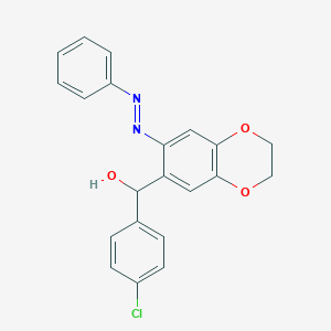 molecular formula C21H17ClN2O3 B11049171 (4-chlorophenyl){7-[(E)-phenyldiazenyl]-2,3-dihydro-1,4-benzodioxin-6-yl}methanol 