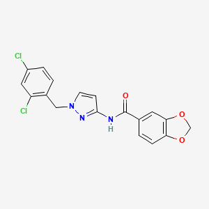 molecular formula C18H13Cl2N3O3 B11049193 N-[1-(2,4-dichlorobenzyl)-1H-pyrazol-3-yl]-1,3-benzodioxole-5-carboxamide 