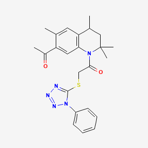 1-(7-acetyl-2,2,4,6-tetramethyl-3,4-dihydroquinolin-1(2H)-yl)-2-[(1-phenyl-1H-tetrazol-5-yl)sulfanyl]ethanone