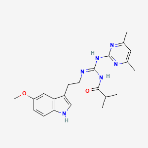 molecular formula C22H28N6O2 B11049240 N-[(E)-[(4,6-dimethylpyrimidin-2-yl)amino]{[2-(5-methoxy-1H-indol-3-yl)ethyl]amino}methylidene]-2-methylpropanamide 