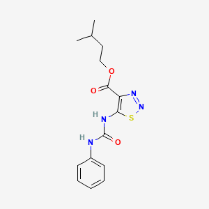 molecular formula C15H18N4O3S B11049271 Isopentyl 5-[(anilinocarbonyl)amino]-1,2,3-thiadiazole-4-carboxylate 