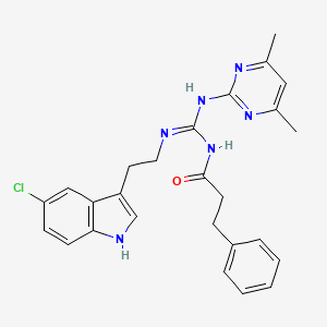 molecular formula C26H27ClN6O B11049275 N-{(E)-{[2-(5-chloro-1H-indol-3-yl)ethyl]amino}[(4,6-dimethylpyrimidin-2-yl)amino]methylidene}-3-phenylpropanamide 