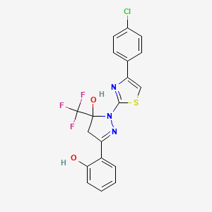 1-[4-(4-chlorophenyl)-1,3-thiazol-2-yl]-3-(2-hydroxyphenyl)-5-(trifluoromethyl)-4,5-dihydro-1H-pyrazol-5-ol