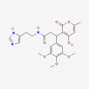 molecular formula C23H27N3O7 B11049358 3-(4-hydroxy-6-methyl-2-oxo-2H-pyran-3-yl)-N-[2-(1H-imidazol-4-yl)ethyl]-3-(3,4,5-trimethoxyphenyl)propanamide 