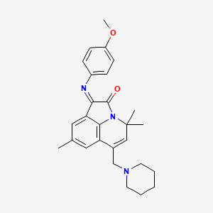 molecular formula C27H31N3O2 B11049373 1-[(4-Methoxyphenyl)imino]-4,4,8-trimethyl-6-(piperidinomethyl)-4H-pyrrolo[3,2,1-IJ]quinolin-2-one 