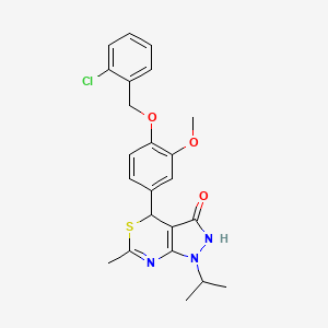 molecular formula C23H24ClN3O3S B11049392 4-{4-[(2-chlorobenzyl)oxy]-3-methoxyphenyl}-6-methyl-1-(propan-2-yl)-1,4-dihydropyrazolo[3,4-d][1,3]thiazin-3(2H)-one 