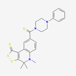 molecular formula C24H25N3S4 B11049398 4,4,5-trimethyl-8-[(4-phenylpiperazin-1-yl)carbonothioyl]-4,5-dihydro-1H-[1,2]dithiolo[3,4-c]quinoline-1-thione 