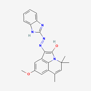 (1E)-1-[2-(1H-benzimidazol-2-yl)hydrazinylidene]-8-methoxy-4,4,6-trimethyl-4H-pyrrolo[3,2,1-ij]quinolin-2(1H)-one