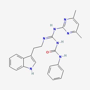 molecular formula C24H25N7O B11049407 1-[(Z)-[(4,6-dimethylpyrimidin-2-yl)amino]{[2-(1H-indol-3-yl)ethyl]amino}methylidene]-3-phenylurea 