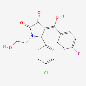 molecular formula C19H15ClFNO4 B11049412 5-(4-chlorophenyl)-4-[(4-fluorophenyl)carbonyl]-3-hydroxy-1-(2-hydroxyethyl)-1,5-dihydro-2H-pyrrol-2-one 