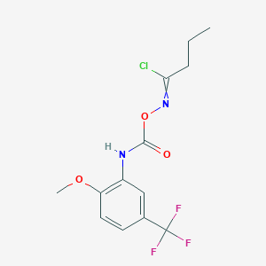 molecular formula C13H14ClF3N2O3 B11049414 N-({[2-methoxy-5-(trifluoromethyl)phenyl]carbamoyl}oxy)butanimidoyl chloride 