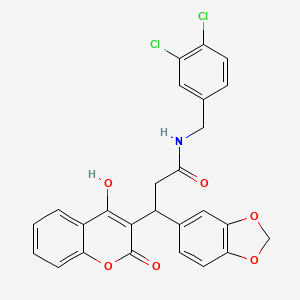 3-(1,3-benzodioxol-5-yl)-N-(3,4-dichlorobenzyl)-3-(4-hydroxy-2-oxo-2H-chromen-3-yl)propanamide