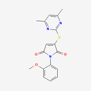 molecular formula C17H15N3O3S B11049472 3-(4,6-Dimethylpyrimidin-2-yl)sulfanyl-1-(2-methoxyphenyl)pyrrole-2,5-dione CAS No. 726200-82-4