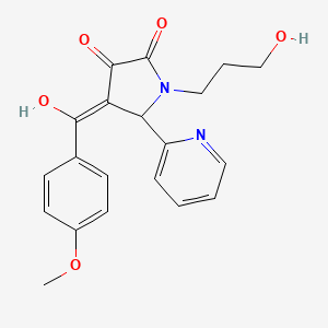 molecular formula C20H20N2O5 B11049481 3-hydroxy-1-(3-hydroxypropyl)-4-[(4-methoxyphenyl)carbonyl]-5-(pyridin-2-yl)-1,5-dihydro-2H-pyrrol-2-one 