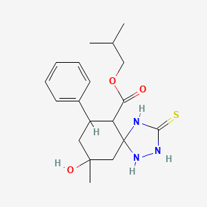 molecular formula C19H27N3O3S B11049487 2-Methylpropyl 9-hydroxy-9-methyl-7-phenyl-3-thioxo-1,2,4-triazaspiro[4.5]decane-6-carboxylate 