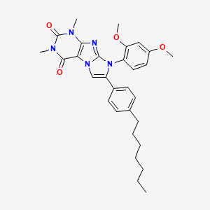 8-(2,4-dimethoxyphenyl)-7-(4-heptylphenyl)-1,3-dimethyl-1H-imidazo[2,1-f]purine-2,4(3H,8H)-dione