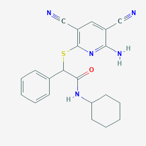 2-[(6-amino-3,5-dicyanopyridin-2-yl)sulfanyl]-N-cyclohexyl-2-phenylacetamide