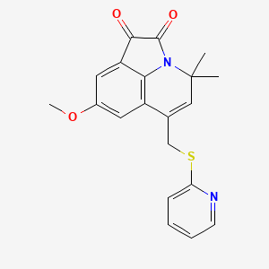 molecular formula C20H18N2O3S B11049611 8-Methoxy-4,4-dimethyl-6-[(2-pyridylsulfanyl)methyl]-4H-pyrrolo[3,2,1-IJ]quinoline-1,2-dione 