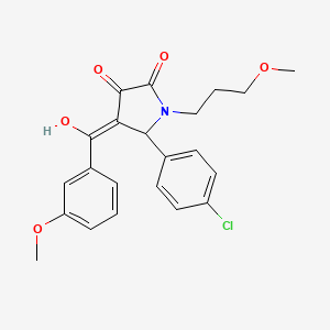 molecular formula C22H22ClNO5 B11049615 5-(4-Chlorophenyl)-3-hydroxy-4-(3-methoxybenzoyl)-1-(3-methoxypropyl)-1,5-dihydro-2H-pyrrol-2-one 