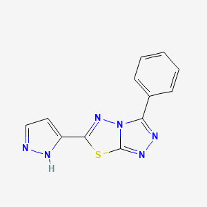 molecular formula C12H8N6S B11049631 3-(3-Phenyl-[1,2,4]triazolo[3,4-b][1,3,4]thiadiazol-6-yl)-1H-pyrazole 