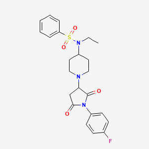 molecular formula C23H26FN3O4S B11049651 N-ethyl-N-{1-[1-(4-fluorophenyl)-2,5-dioxopyrrolidin-3-yl]piperidin-4-yl}benzenesulfonamide 