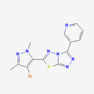 molecular formula C13H10BrN7S B11049668 6-(4-bromo-1,3-dimethyl-1H-pyrazol-5-yl)-3-(pyridin-3-yl)[1,2,4]triazolo[3,4-b][1,3,4]thiadiazole 