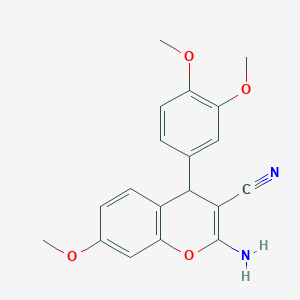 molecular formula C19H18N2O4 B11049683 2-amino-4-(3,4-dimethoxyphenyl)-7-methoxy-4H-chromene-3-carbonitrile 