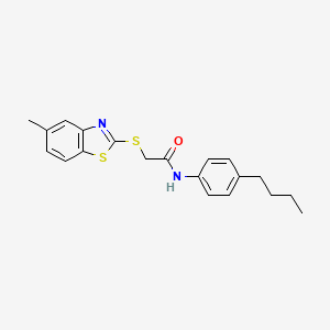 molecular formula C20H22N2OS2 B11049699 N-(4-butylphenyl)-2-[(5-methyl-1,3-benzothiazol-2-yl)sulfanyl]acetamide 