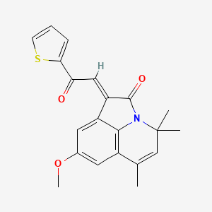 (1E)-8-methoxy-4,4,6-trimethyl-1-[2-oxo-2-(thiophen-2-yl)ethylidene]-4H-pyrrolo[3,2,1-ij]quinolin-2(1H)-one