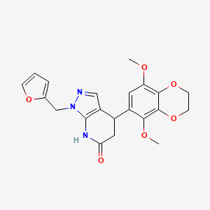 4-(5,8-dimethoxy-2,3-dihydro-1,4-benzodioxin-6-yl)-1-(furan-2-ylmethyl)-1,4,5,7-tetrahydro-6H-pyrazolo[3,4-b]pyridin-6-one