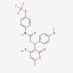 3-(4-hydroxy-6-methyl-2-oxo-2H-pyran-3-yl)-3-(4-methoxyphenyl)-N-[4-(trifluoromethoxy)phenyl]propanamide