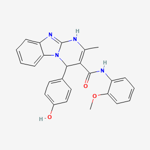 molecular formula C25H22N4O3 B11049724 4-(4-hydroxyphenyl)-N-(2-methoxyphenyl)-2-methyl-1,4-dihydropyrimido[1,2-a]benzimidazole-3-carboxamide 