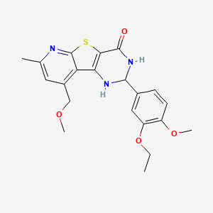 molecular formula C21H23N3O4S B11049747 4-(3-ethoxy-4-methoxyphenyl)-13-(methoxymethyl)-11-methyl-8-thia-3,5,10-triazatricyclo[7.4.0.02,7]trideca-1(13),2(7),9,11-tetraen-6-one 