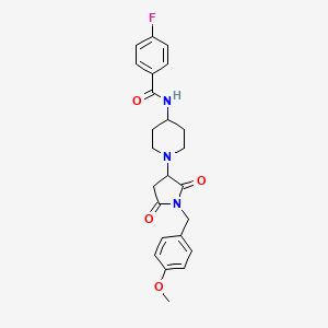 molecular formula C24H26FN3O4 B11049754 4-fluoro-N-{1-[1-(4-methoxybenzyl)-2,5-dioxopyrrolidin-3-yl]piperidin-4-yl}benzamide 