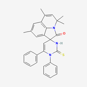 4',4',6',8'-tetramethyl-1,6-diphenyl-2-thioxo-2,3-dihydro-1H,4'H-spiro[pyrimidine-4,1'-pyrrolo[3,2,1-ij]quinolin]-2'-one