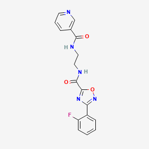 molecular formula C17H14FN5O3 B11049791 N-[2-({[3-(2-fluorophenyl)-1,2,4-oxadiazol-5-yl]carbonyl}amino)ethyl]pyridine-3-carboxamide 