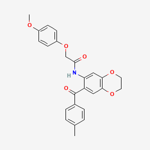 molecular formula C25H23NO6 B11049819 2-(4-methoxyphenoxy)-N-{7-[(4-methylphenyl)carbonyl]-2,3-dihydro-1,4-benzodioxin-6-yl}acetamide 