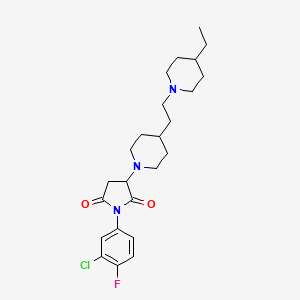 1-(3-Chloro-4-fluorophenyl)-3-{4-[2-(4-ethylpiperidin-1-yl)ethyl]piperidin-1-yl}pyrrolidine-2,5-dione