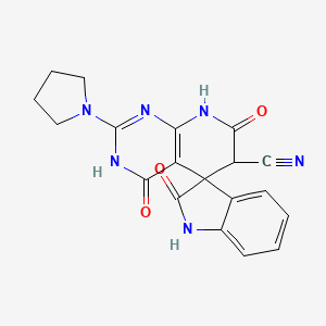 molecular formula C19H16N6O3 B11049860 2,4',7'-Trioxo-2'-pyrrolidin-1-YL-1,2,4',6',7',8'-hexahydro-3'{H}-spiro[indole-3,5'-pyrido[2,3-{D}]pyrimidine]-6'-carbonitrile 