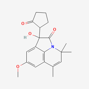 molecular formula C20H23NO4 B11049893 1-hydroxy-8-methoxy-4,4,6-trimethyl-1-(2-oxocyclopentyl)-4H-pyrrolo[3,2,1-ij]quinolin-2(1H)-one 