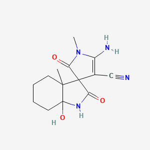 molecular formula C14H18N4O3 B11049906 5'-Amino-7a-hydroxy-1',3a-dimethyl-2,2'-dioxo-1,1',2,2',3a,4,5,6,7,7a-decahydrospiro[indole-3,3'-pyrrole]-4'-carbonitrile 